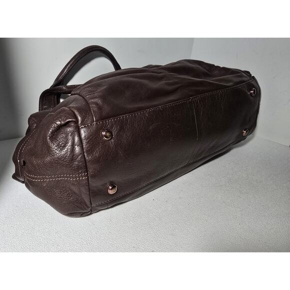B. Makowsky Shoulder Bag Brown Leather Copper Hardware Large Slouchy Bag - Picture 9 of 16